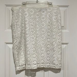 White lace knee length skirt